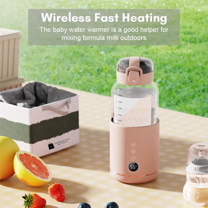 COMFORTING PLACE™ Portable Electric Bottle Warmer For Baby Milk USB Rechargeable Precise Temperature Control & Display Wireless Baby Bottle Heater