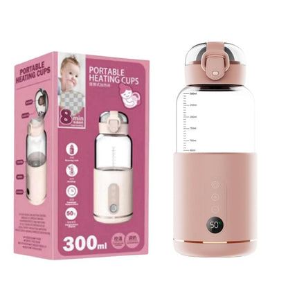 COMFORTING PLACE™ Portable Electric Bottle Warmer For Baby Milk USB Rechargeable Precise Temperature Control & Display Wireless Baby Bottle Heater