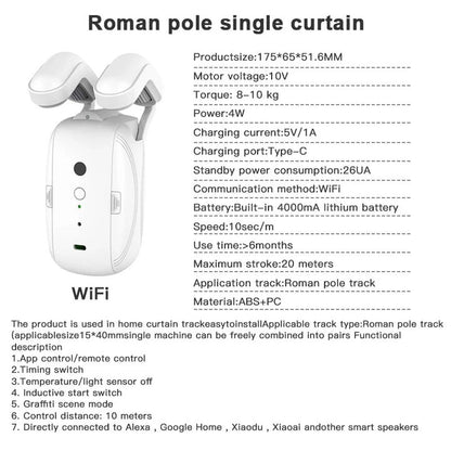 COMFORTING PLACE™ SMART CURTAIN ROBOT MOTOR ROMAN ROD RAIL AUTOMATIC CURTAIN ELECTRIC CURTAIN ROBOT REMOTE CONTROL